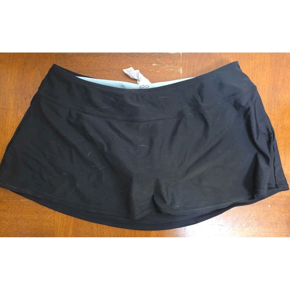 Prana Womens Black Athletic Swim Skirt Skort Size Medium Wide Waistband Logo